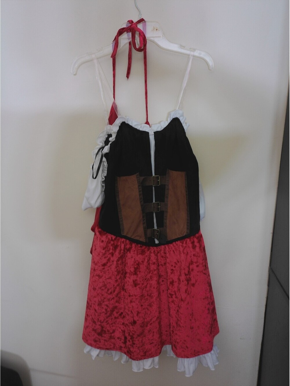 Little Red Riding Hood Womens Costume Dress Velvet Corset‎ Hooded Cape Halloween